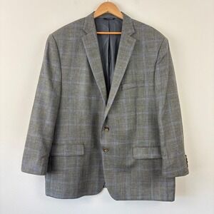 Ralph Lauren Mens Grey Blue Glen Plaid Blazer Sport Coat Made in Canada Dillards
